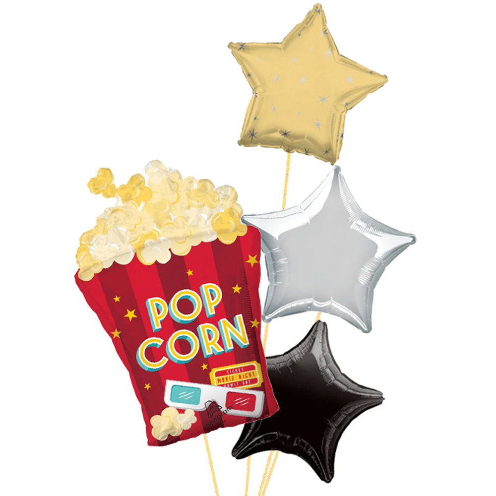 Hollywood Movie Popcorn Balloon Bouquet - Uninflated