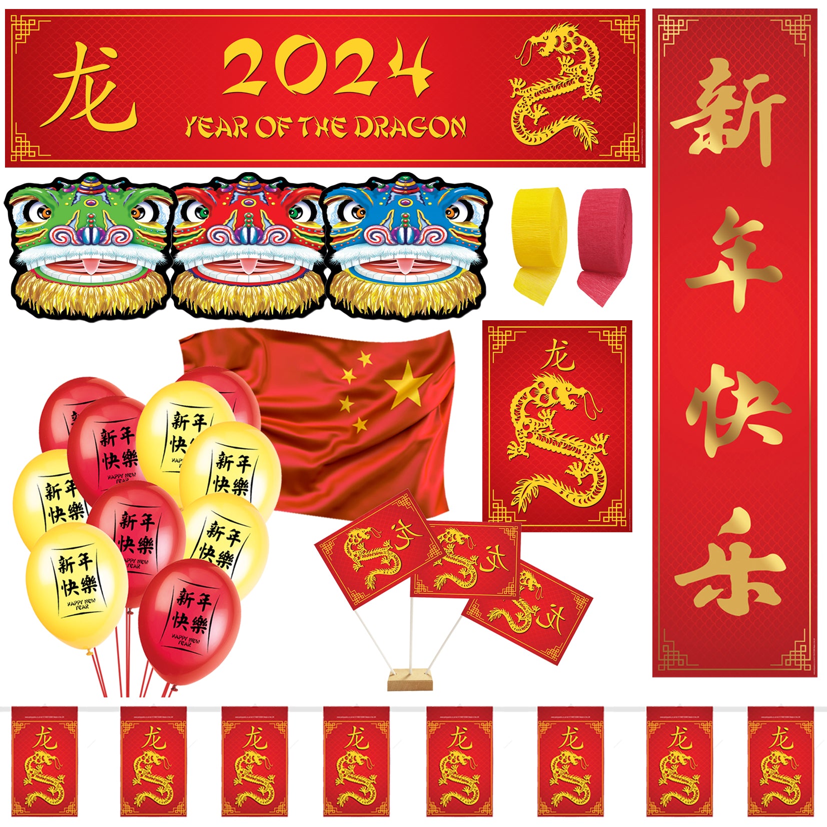 Elegant Chinese New Year party decoration using gold and red party