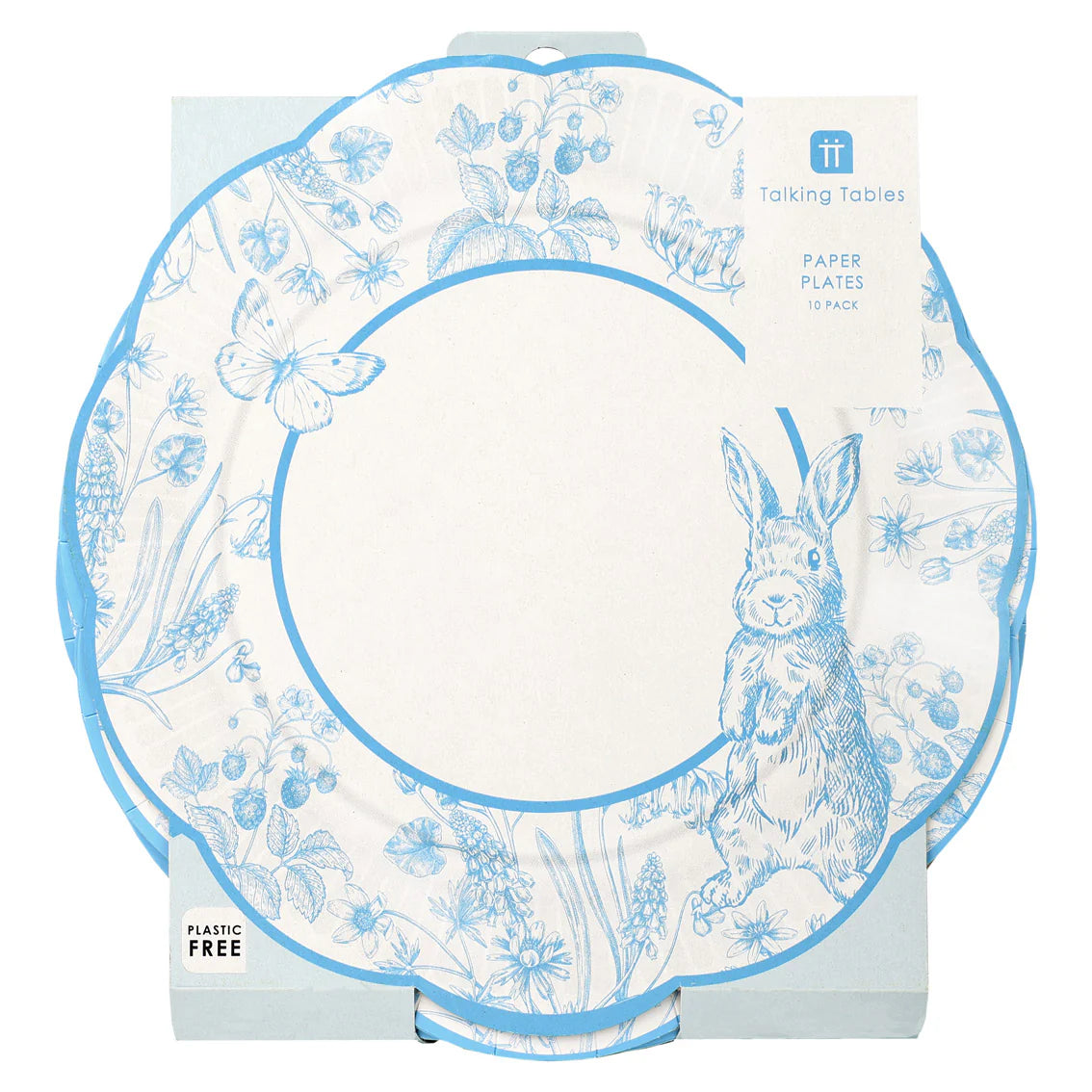 Playful Pierre Blue & White Scalloped Paper Plates - Pack of 10