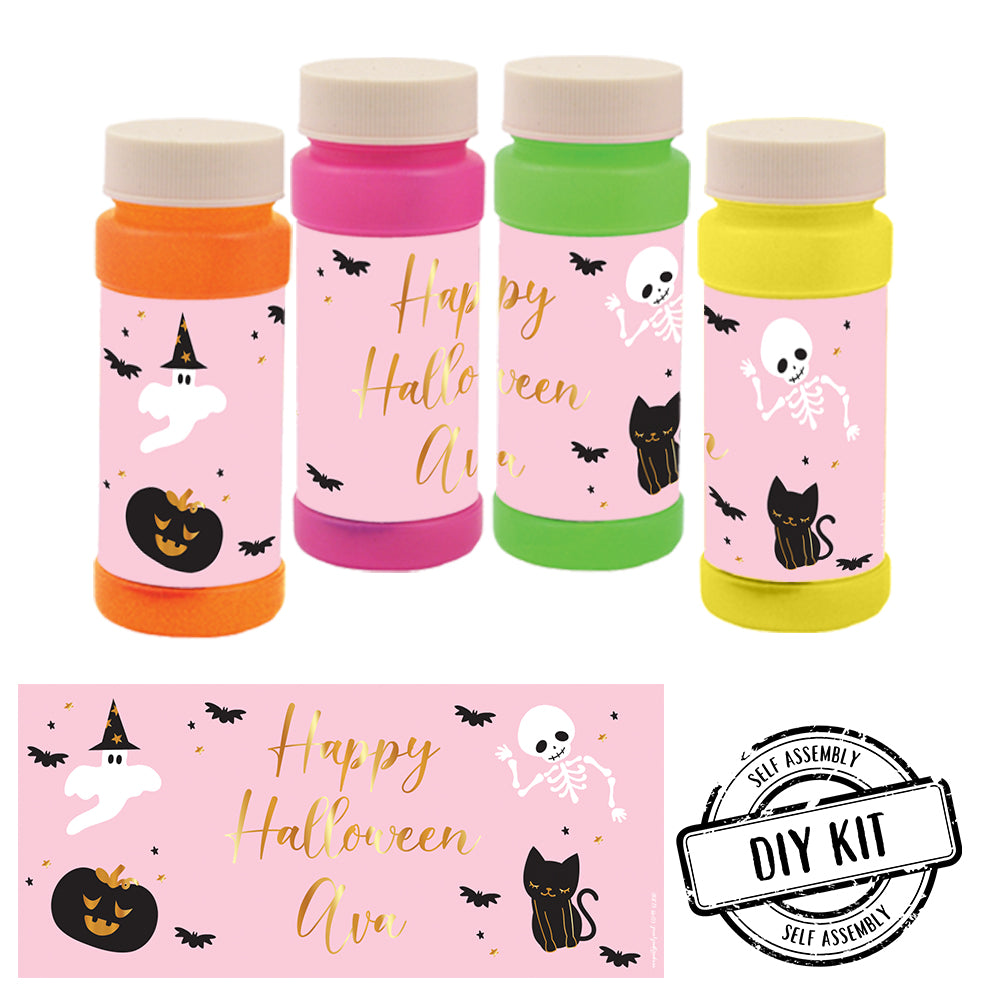 Personalised Bubbles - Pink Halloween - Pack of 8