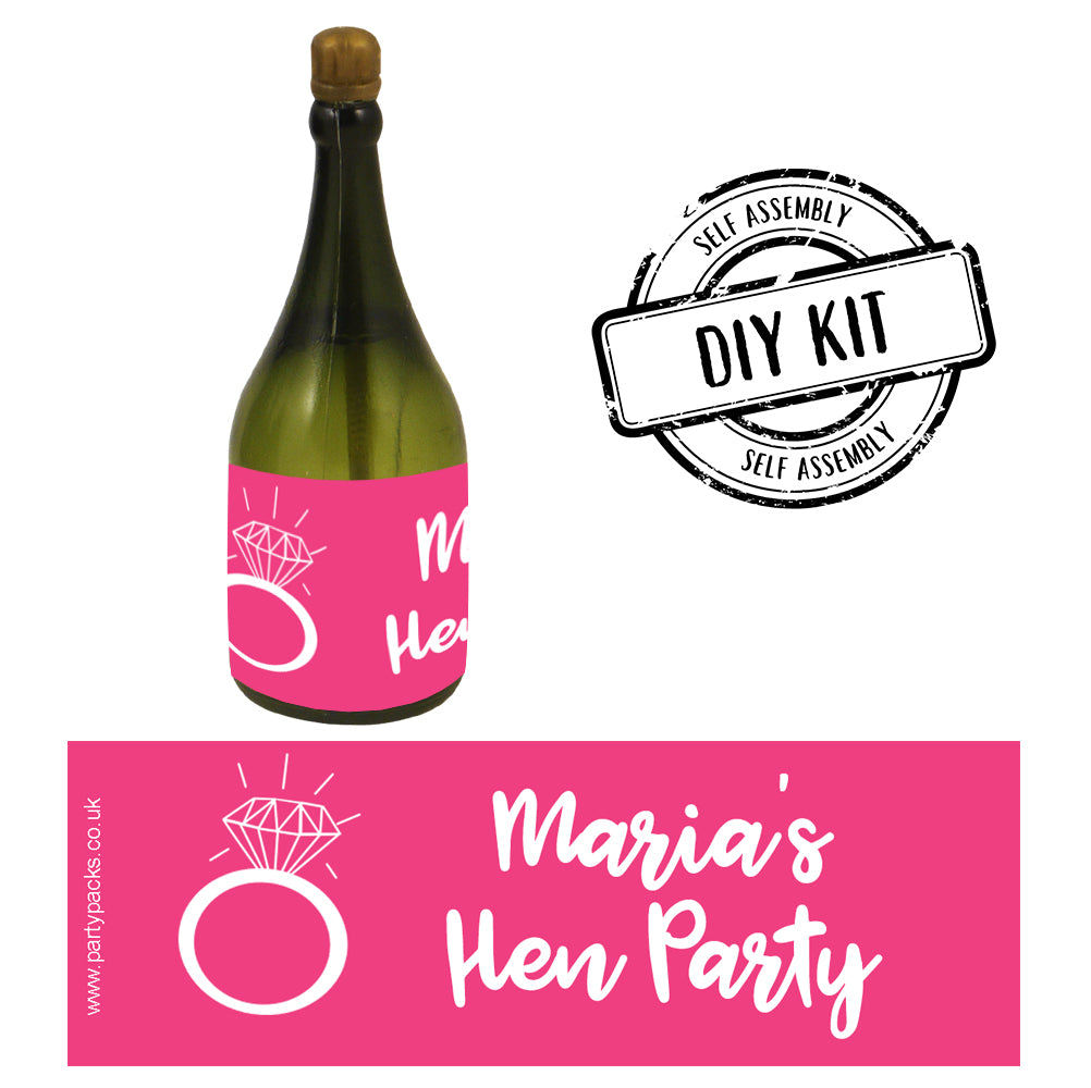 Personalised Champagne Bubbles - Pink Hen Party - Pack of 16