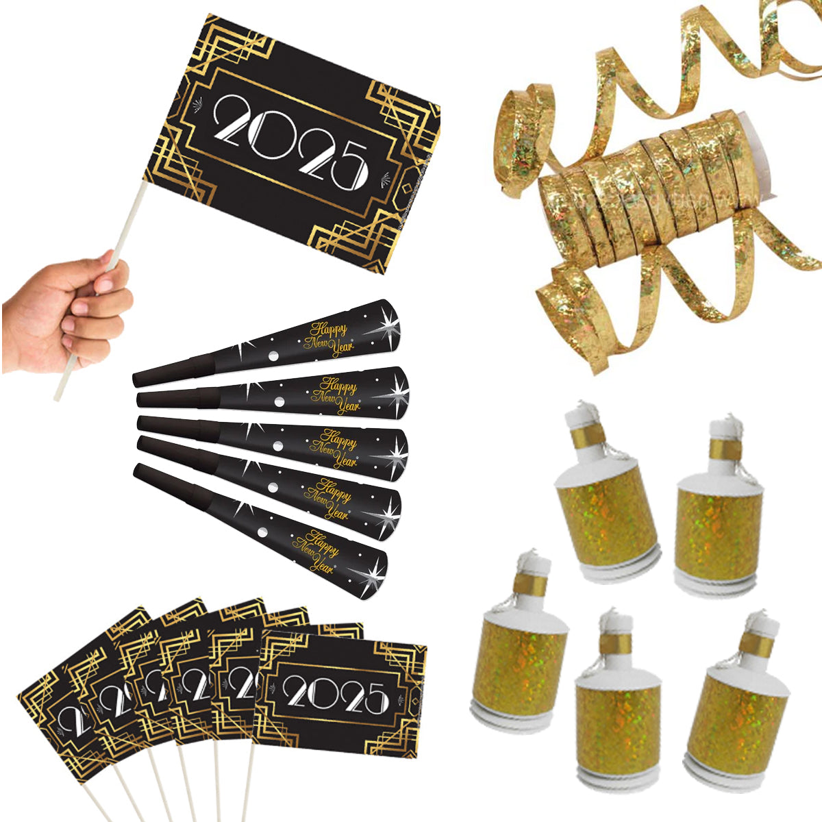 New Year 2025 Celebration Novelty Party Pack - For 10 People