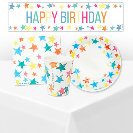 Eco Friendly Star Party Tableware Pack For 8 With FREE Banner!