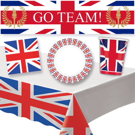 Go Team GB Union Jack Tableware Pack for 8 - With FREE Banner!