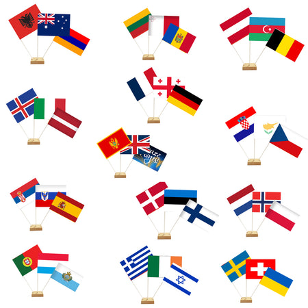 Eurovision Countries Paper Table Flag Pack with Holders - 38 Countries