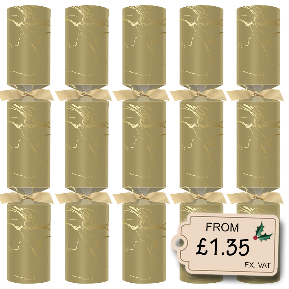 Luxury Christmas Crackers 12" - Box of 96 - Gold Marble Design