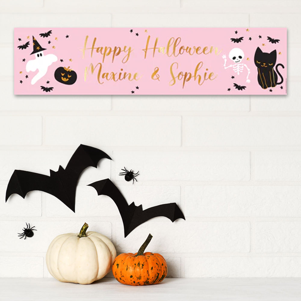 Pink Halloween Personalised Banner Decoration - 1.2m