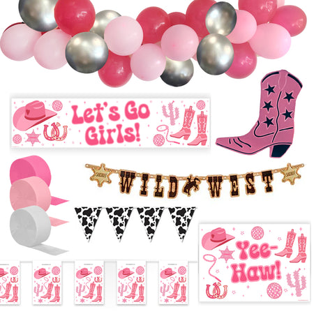 Pink Cowgirl Wild West Party Decoration Pack