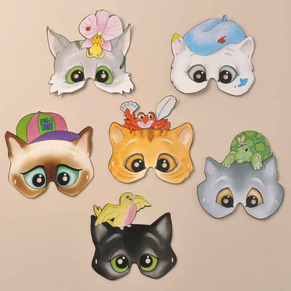 Cat Character Card Masks - Pack of 6