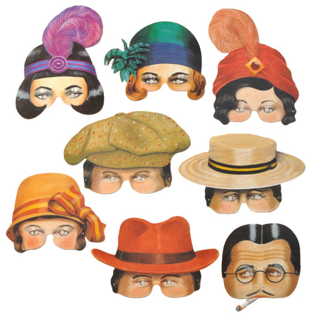 Roaring 20's Card Masks - Pack of 8