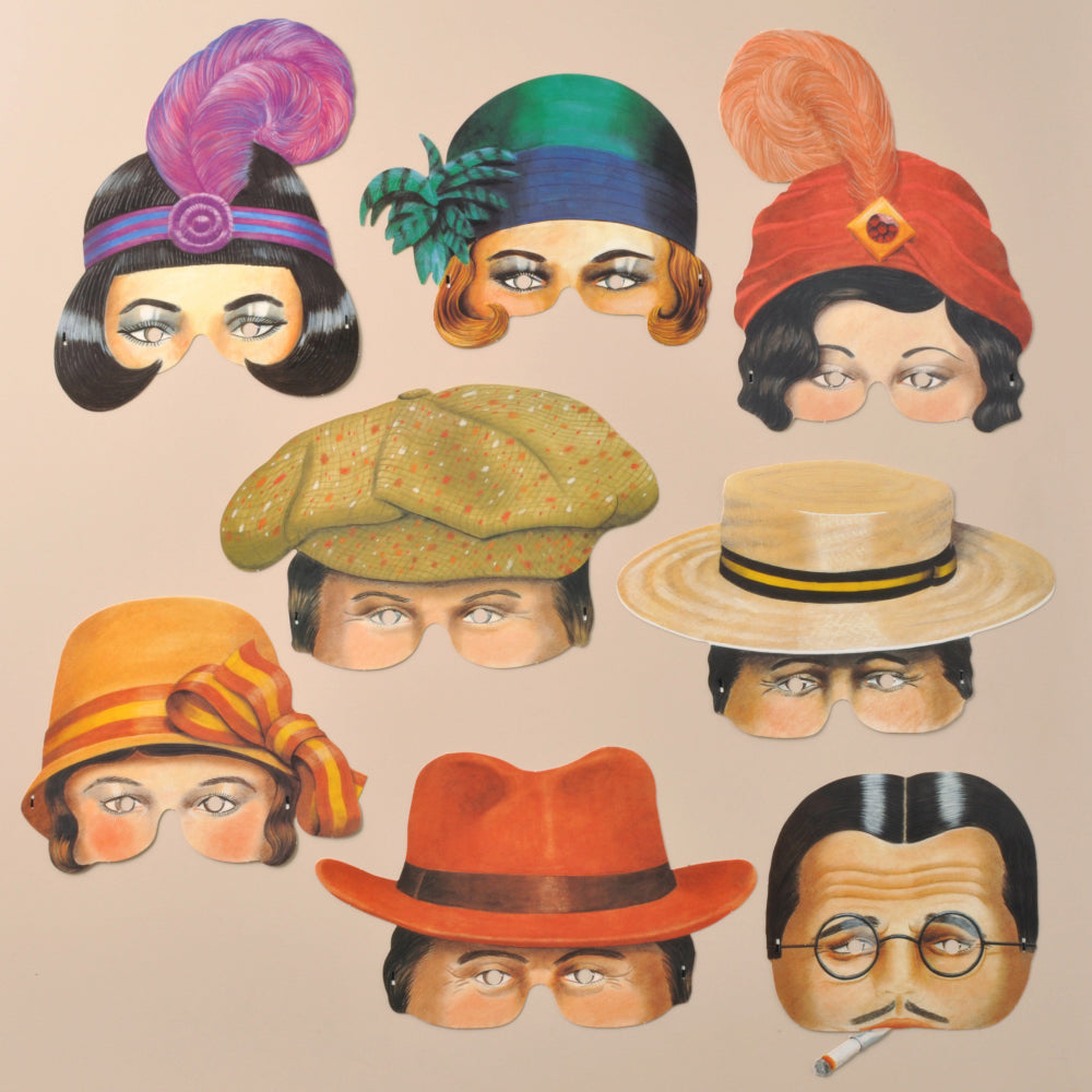 Roaring 20's Masks - Pack of 8