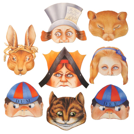 Alice in Wonderland Party Masks - Pack of 8