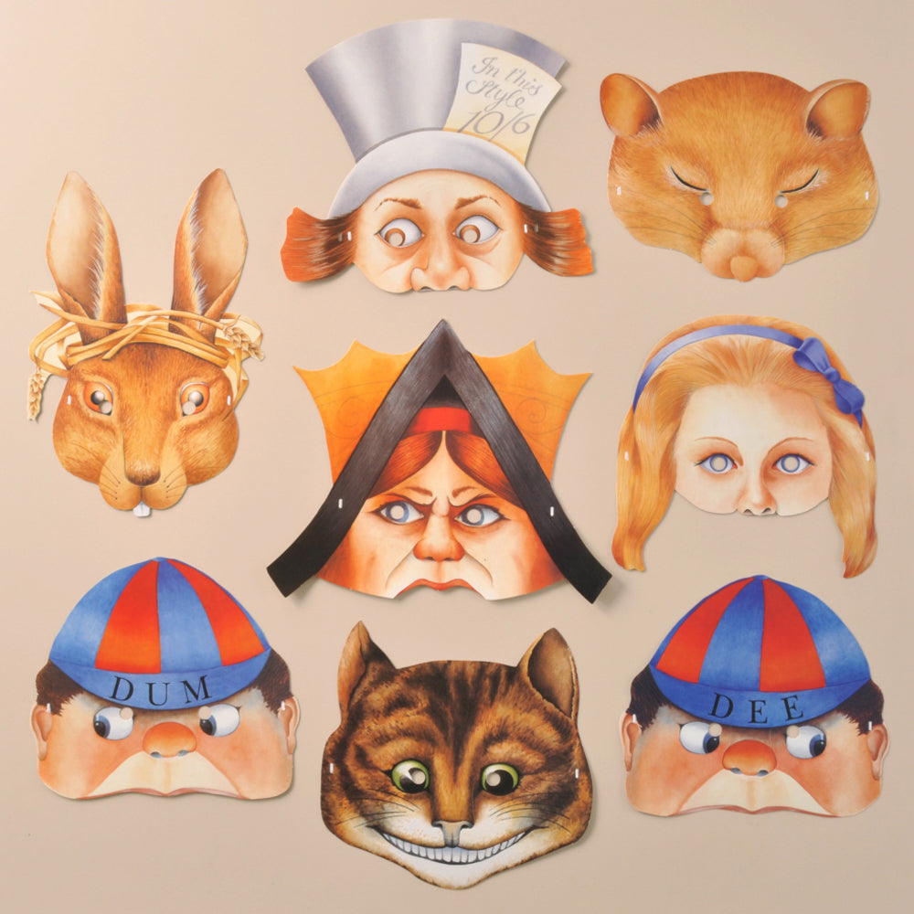 Alice in Wonderland Card Masks - Pack of 8