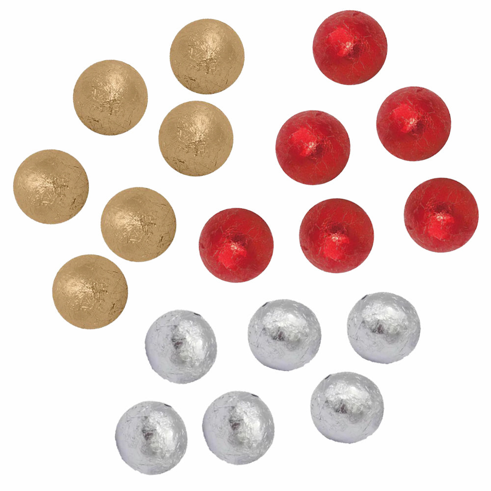 Christmas Chocolate Balls - Red, Gold & Silver - Assorted - Pack of 100