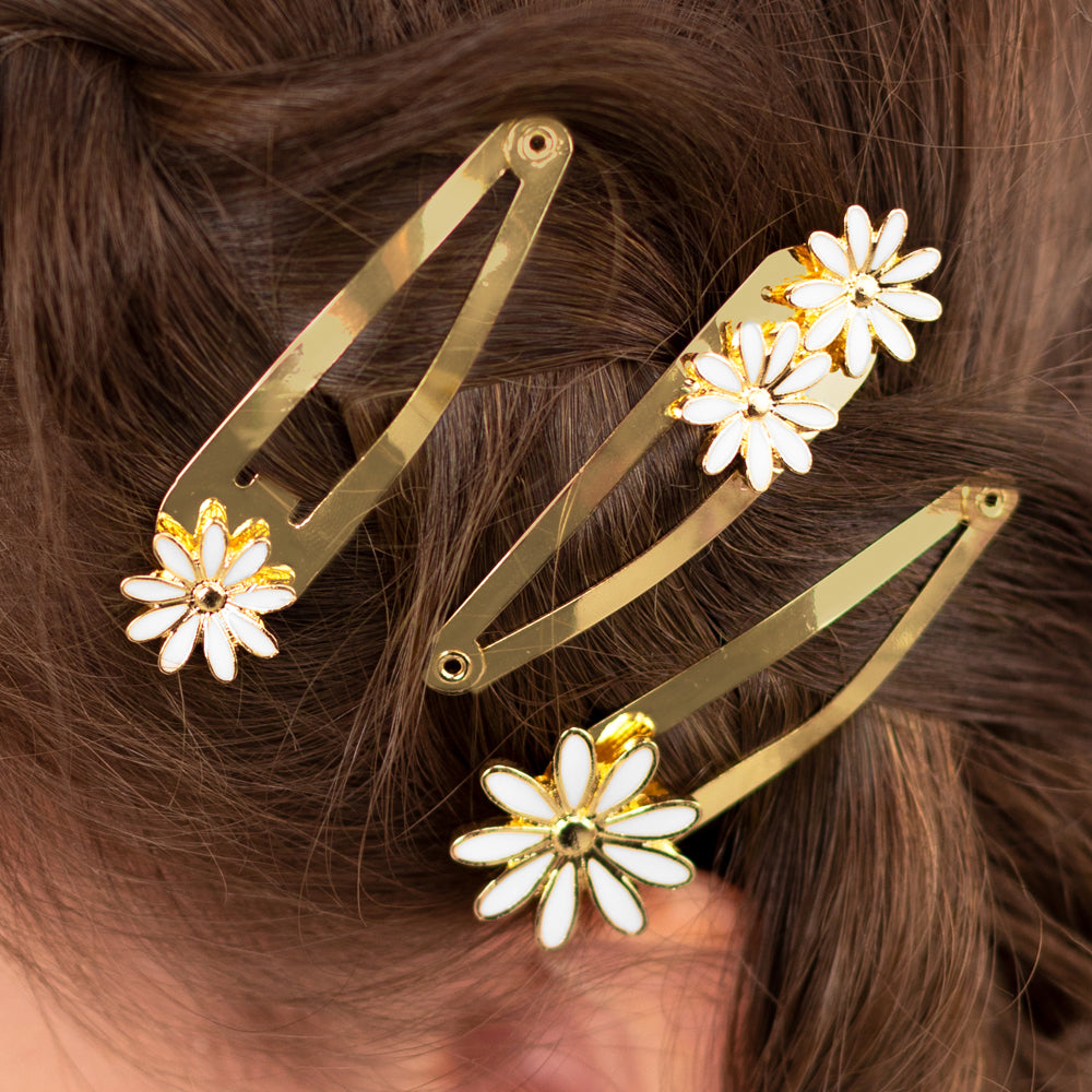 Daisy Metal Hairclips - 5cm - Pack of 3