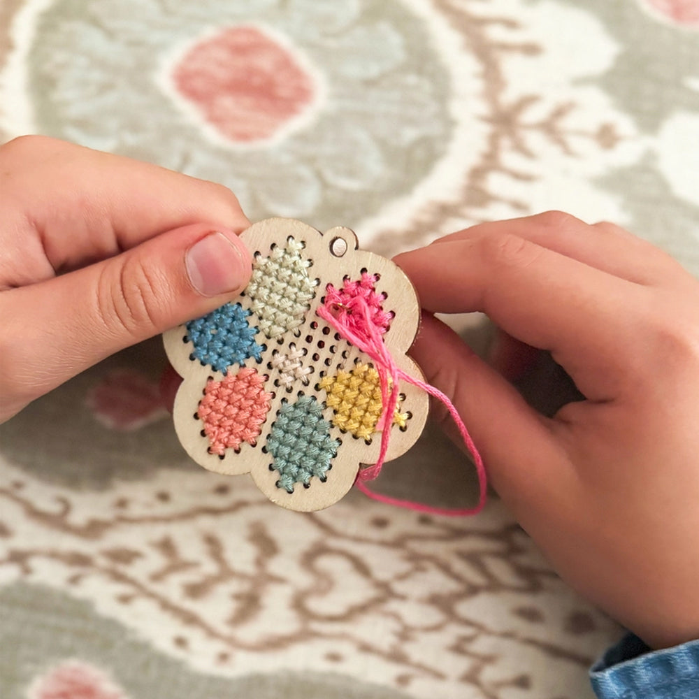 Make Your Own Flower Cross Stitch Keyring Kit