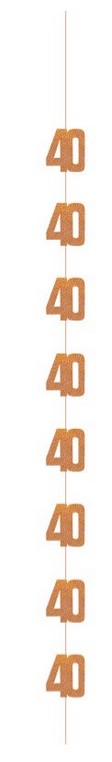 Birthday Glitz Rose Gold 40th Hanging Swirl Decorations - Pack of 6