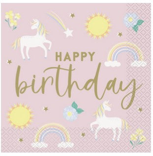 Unicorn Paper Napkins - 33cm - Pack of 16