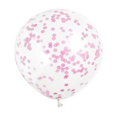 Pink Confetti Filled Balloons - 12" - Pack of 6