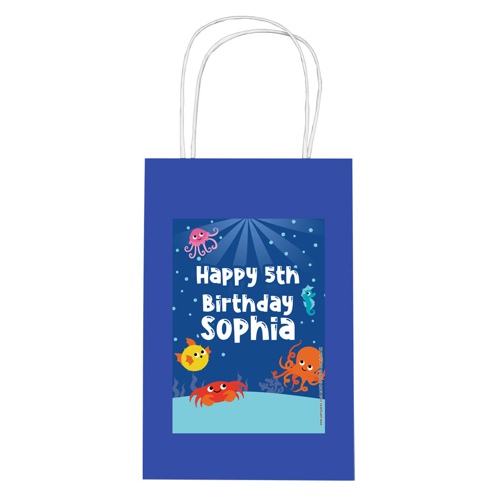 Personalised Sealife Paper Party Bags - Pack of 12