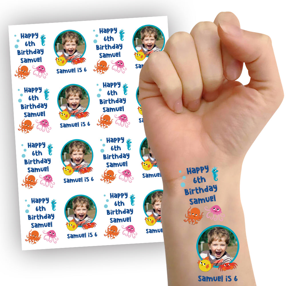 Sealife Personalised Temporary Tattoos - Pack of 16