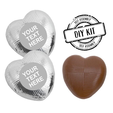 Personalised Heart Chocolates Kit- Silver - Pack of 24