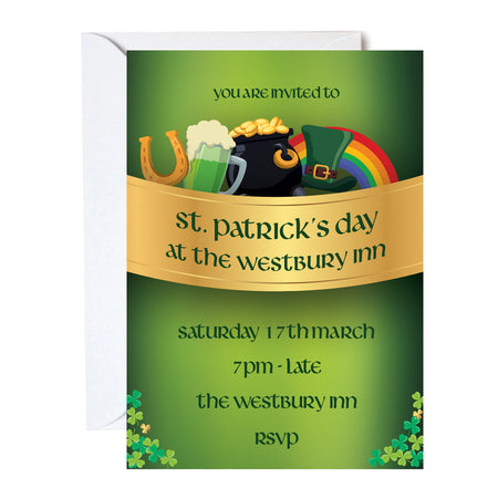 St. Patrick's Day Personalised Invitations - Pack of 16