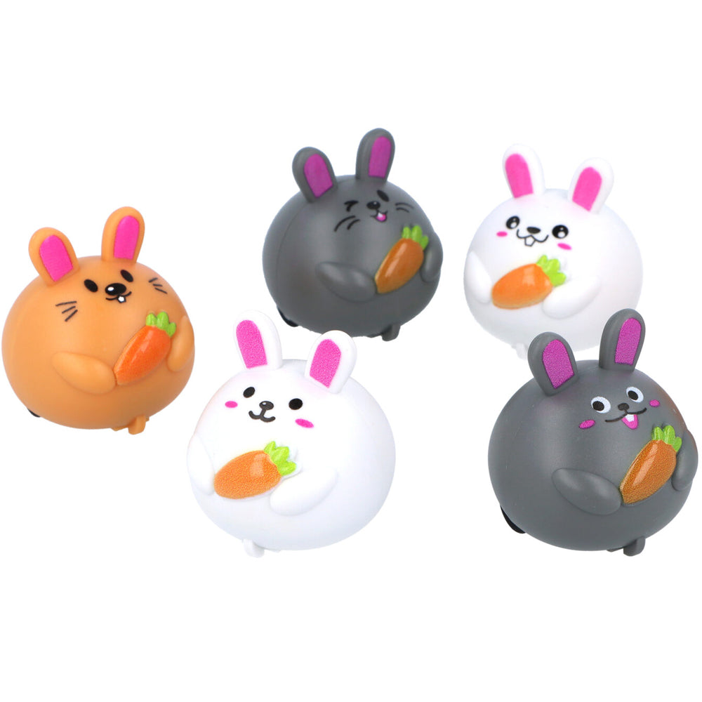 Pull Back Rabbit Toy with Carrot - 3 Assorted Designs - 4cm- Each