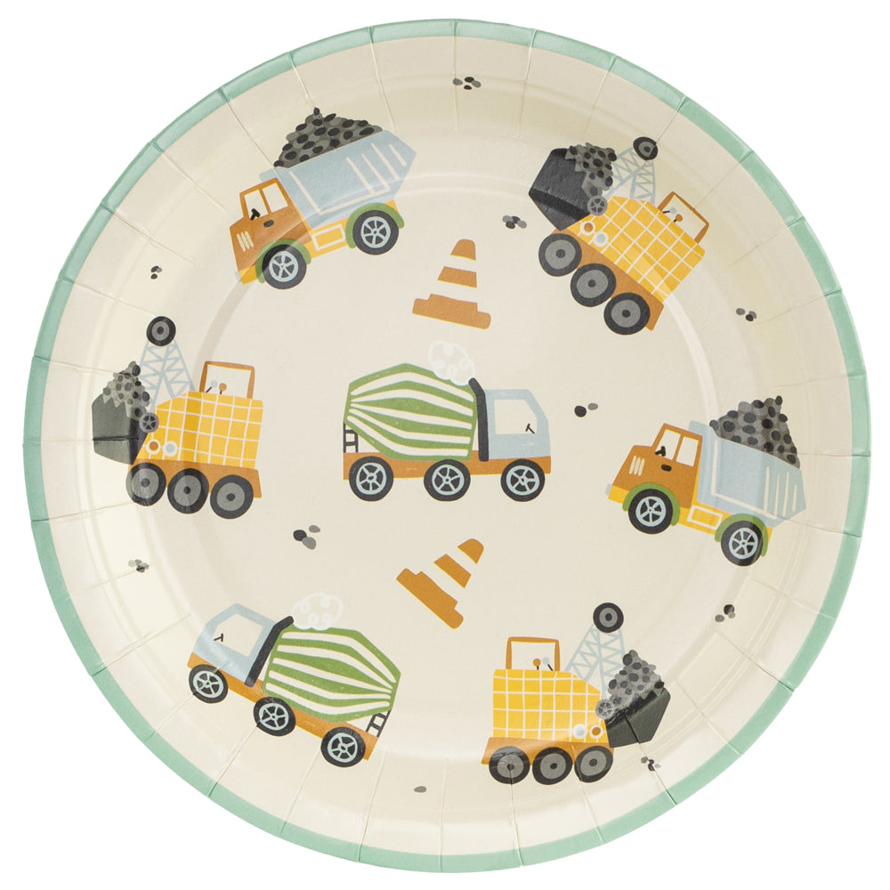 Construction Vehicles Paper Plates - 18cm - Pack of 6