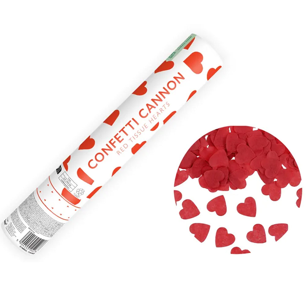 Red Paper Heart Confetti Cannon - 28cm