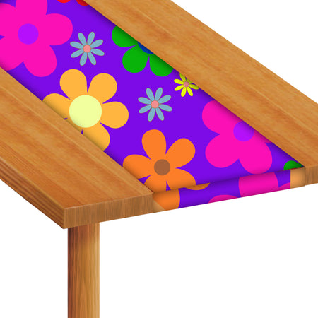 Printed Retro Flowers Paper Table Runner - 1.2m