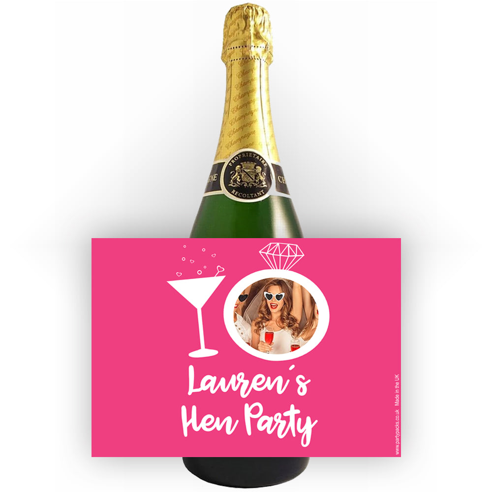 Team Bride Hen Party Personalised Photo Bottle Labels - Sheet of 4