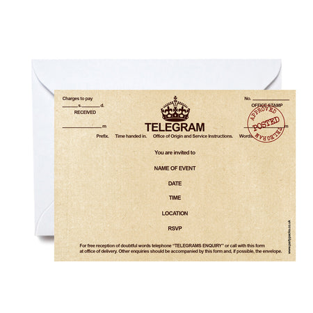 Telegram Personalised Invitations - Pack of 16