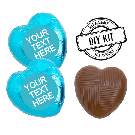 Personalised Heart Chocolates Kit - Turquoise - Pack of 24