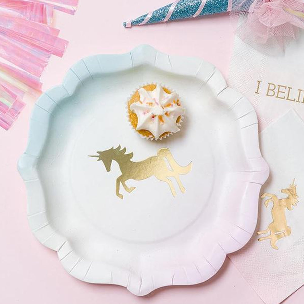 We Heart Unicorns Paper Plates - Pack of 12