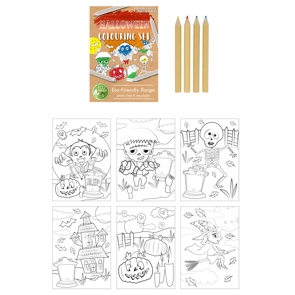 Eco-Friendly Mini Halloween Colouring Set - 14cm x 10cm - Each