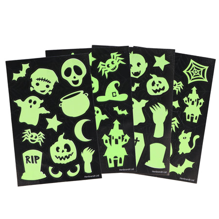 Glow in the Dark Halloween Stickers - Sheet of 12 - Each