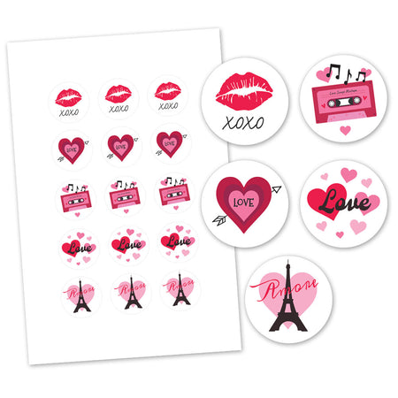 Valentine's Day Round Stickers - 5cm - Sheet Of 15