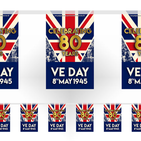 VE Day 80th Anniversary Paper Flag Bunting - 2.4m