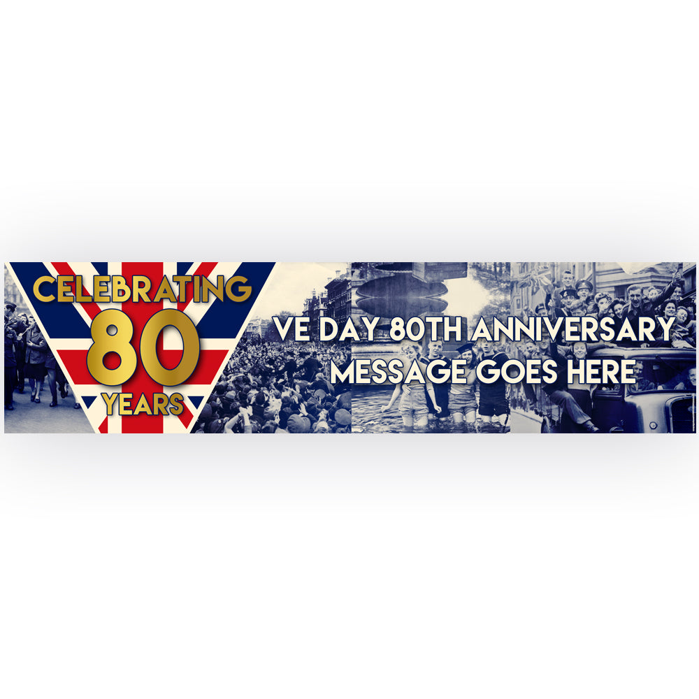 VE Day 80th Anniversary Personalised Banner Decoration - 1.2m