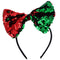 Red and Green Sequin Bow Christmas Hairband