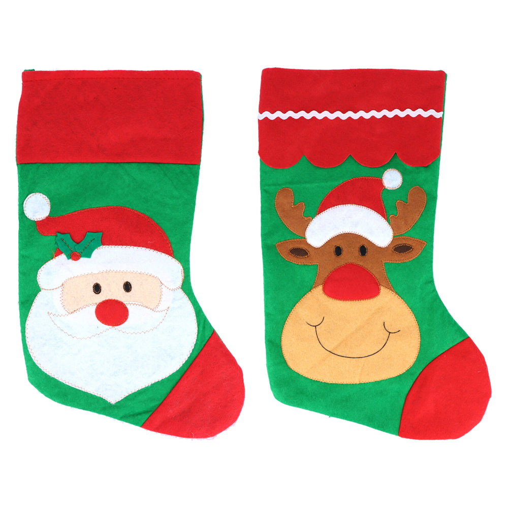 Large Felt Christmas Stocking - 2 Designs - 46cm - Each