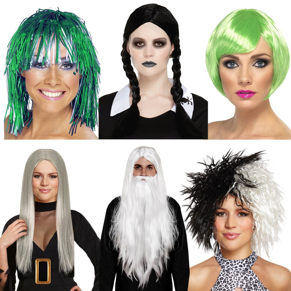 Halloween Wigs - Assorted - Pack of 6