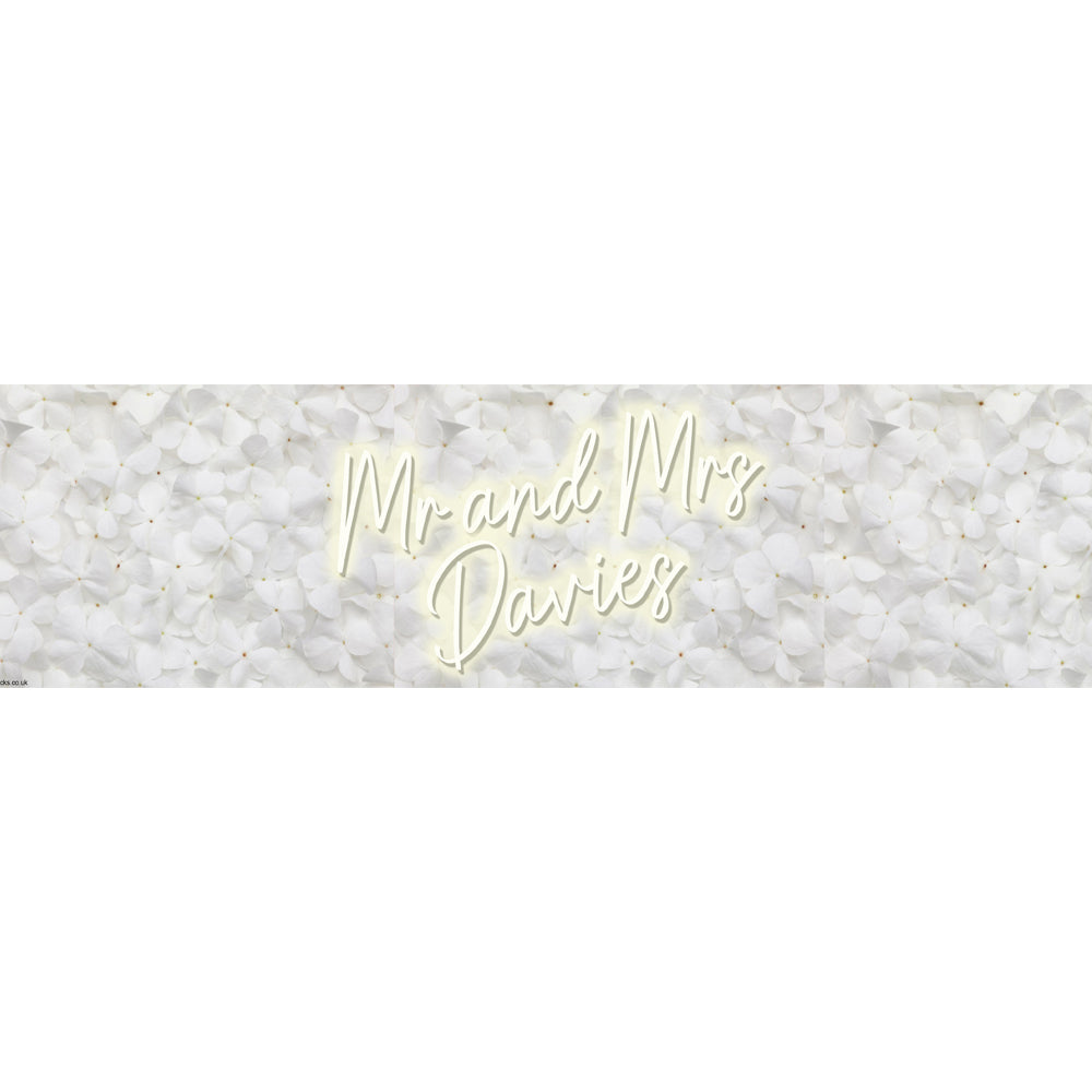 Personalised White Flower Neon Sign Paper Banner - 30cm x 120cm