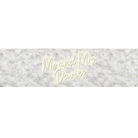 Personalised White Flower Neon Sign Paper Banner - 30cm x 120cm