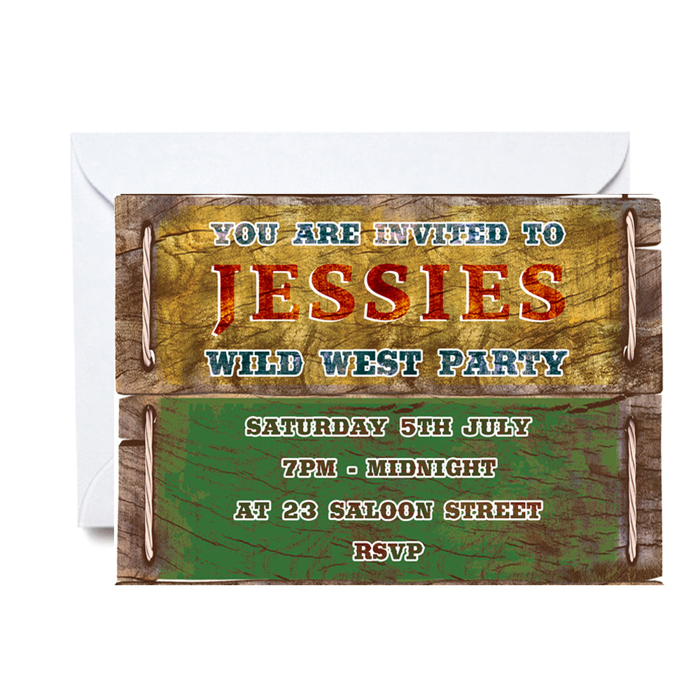 Wild West Personalised Invitations - Pack of 16