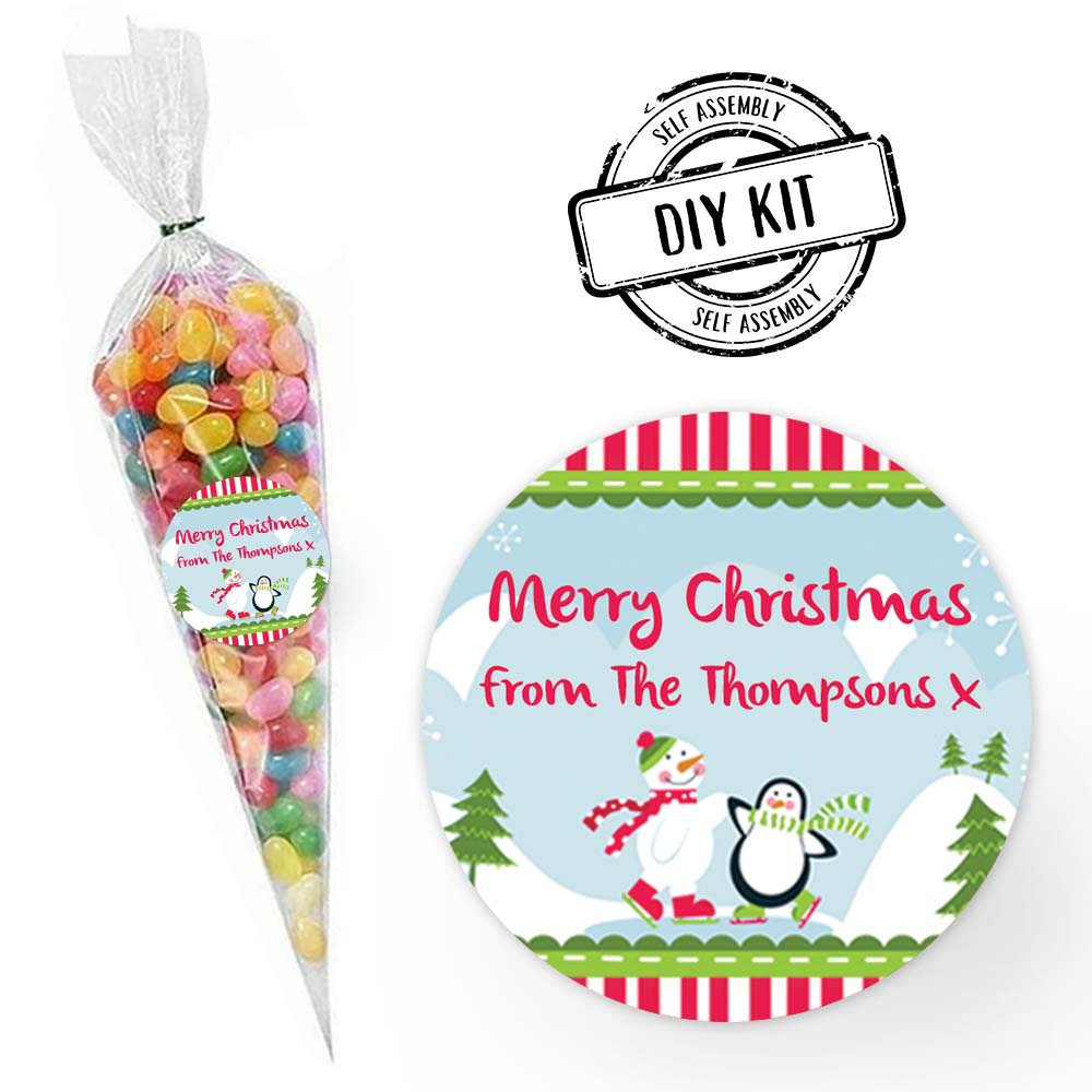 Winter Wonderland Personalised Sweet Cone Bag Favour Kit - Pack of 15