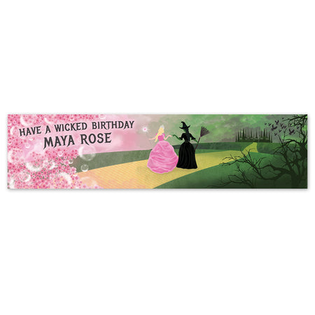 Witches Of Oz Green & Pink Themed Personalised Banner - 120cm x 30cm