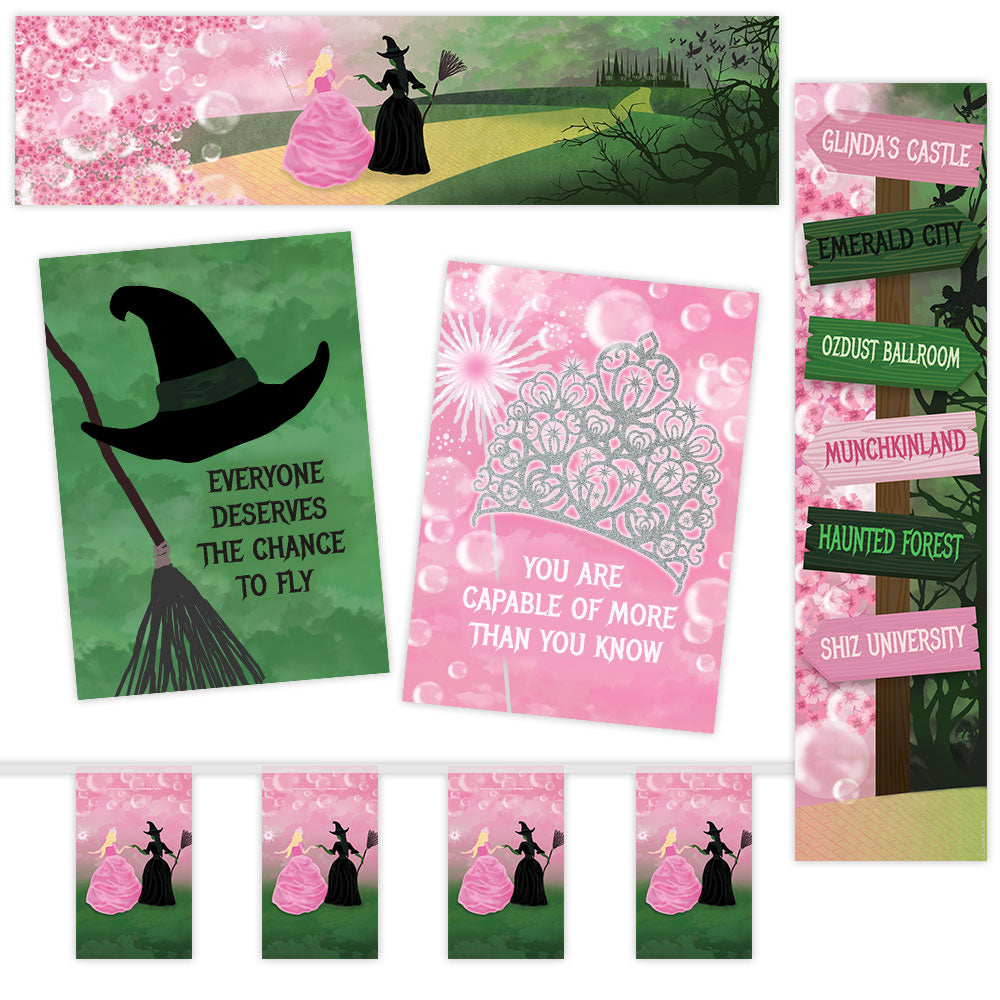 Witches Of Oz Pink & Green Paper Decoration Pack