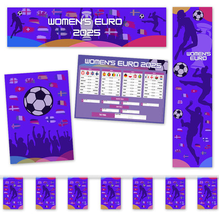 Women's Euro 2025 Paper Decoration Party Pack